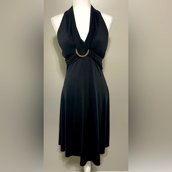 Y2K Women Large Black Halter Dress Babydoll Whimsigoth Padded Bra Coquette Swing - Picture 1 of 5